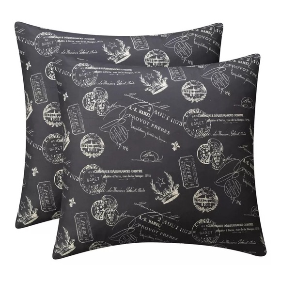 FAIRFIELD Parisian Motif European Pillow Shams -Black & Cream - Picture 3 of 6